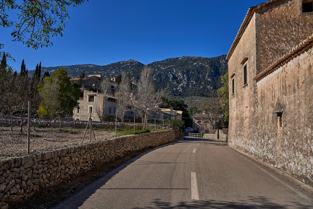 Ma-2100 road through Orient towards Bunyola, Mallorca