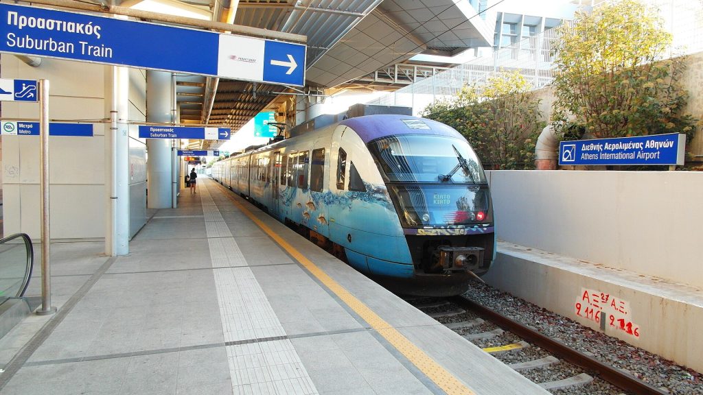SUBURBAN TRAIN ON ATHENS AIRPORT