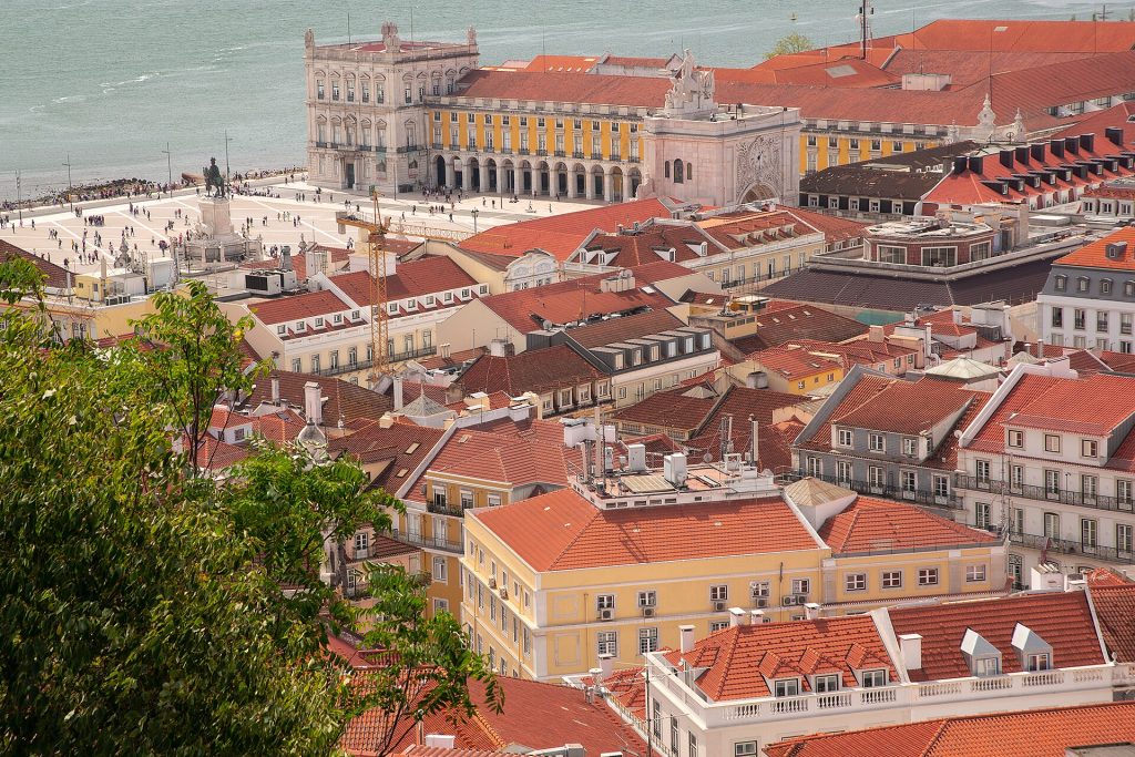 View from the São Jorge Castle, including the Praça do Comércio on the waterfront