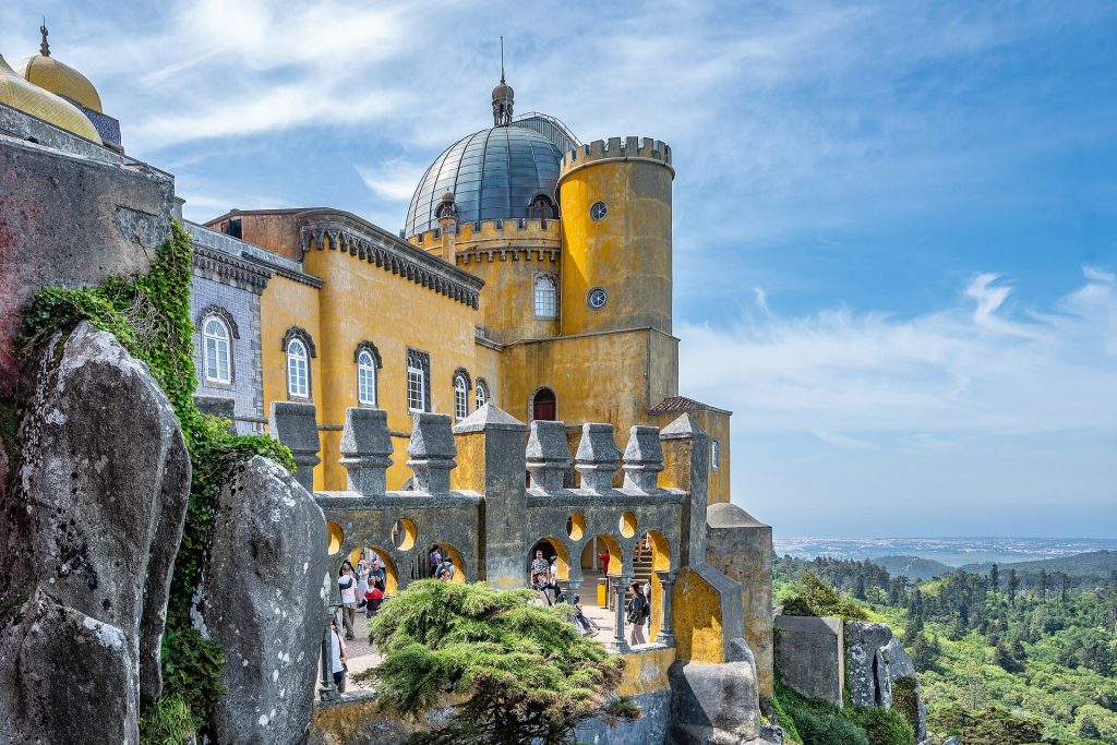Pena Palace, Sintra, Portugal - Exterior View with Tourists