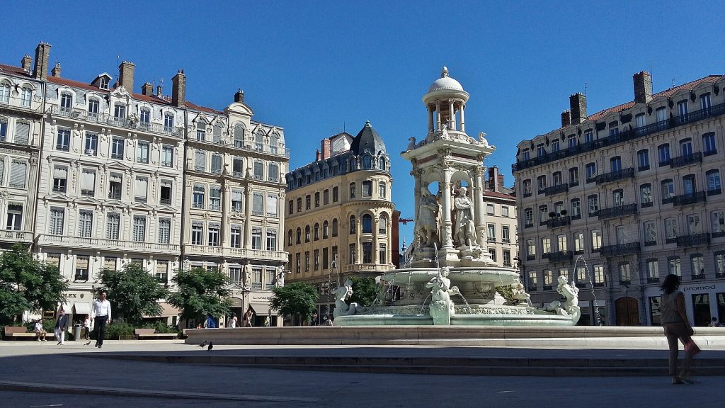 Place des Jacobins square and fountain in central Lyon
